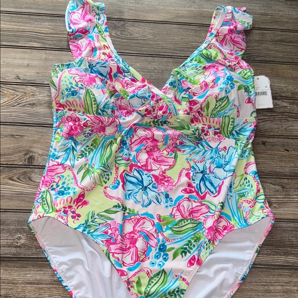 Stella Parker swimsuit one piece NEW floral ruffled 22w - Picture 1 of 5